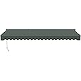 ALEKO 20x10 ft Motorized Retractable Patio Awning, Remote Control Electric Motor & Manual Crank, LED Lights, UV-Protected Fabric Canopy Shade for Deck, Backyard, Porch - Forest Green