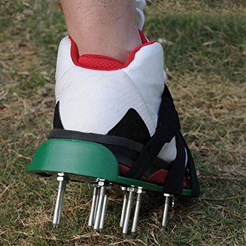 shsyue Lawn Aerator Shoes, 4 Adjustable Straps Universal Size ，4 Aluminum Alloy Buckles Spiked Aerating Lawn Sandals, 26 Nails for Aerating Your Lawn or Yard - Thumbnail 2