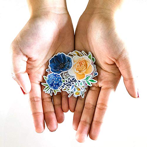 5 Watercolor+Stickers+Scrapbook+Navy+Peony