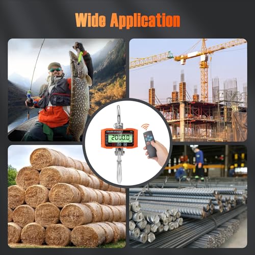 2000kg/4000lb Crane Scale, 2T Electronic Crane Scale,Industrial Pendant with Accurate Sensor, Large LCD Display and Remote Control for Farms (Orange)