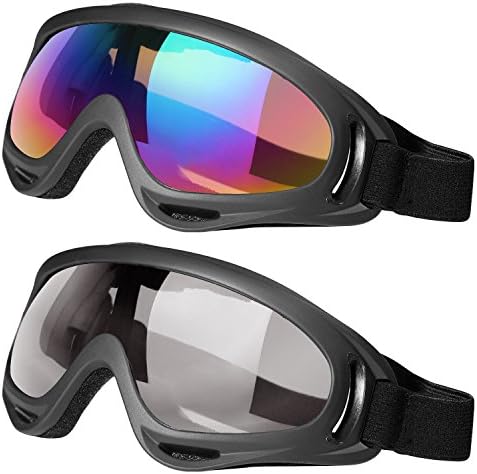 Ski Goggles Goggles with soft border Thickening Sponge UV 400 Protection Windproof Fit for Motorcycle Bicycling Hiking Fishing Use （Multicolor/gray）