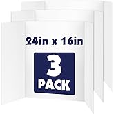 3 Pack White Trifold Poster Board, 16in x 24in Corrugated Project Board | Presentation Board, Trifold Display Board for School Project, Business Presentation, Science Fairs, Event Display