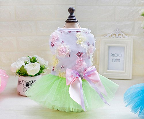 Boomboom Adorable Dog Dress Clothes Grid Skirt for Small Medium Pet Dog (M, Green) - Thumbnail 2