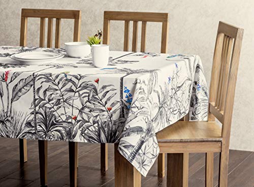 Mantel De Pascua Maison D'Hermine Pivoine - 100% Algodón, 137x137 Cm, Diseño Floral, Ideal Para Fiestas Y Decoración