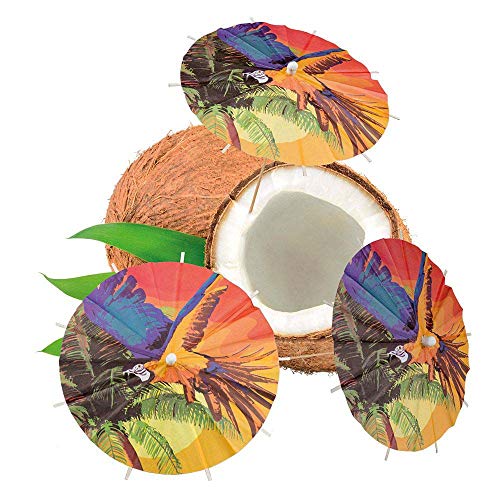 Boland 52470 - Cocktailschirmchen Beach, 6 Stück, Länge Holzstab 18 cm, Cocktailspieße, Getränke Schirmchen, Hawaii… – Bild 4