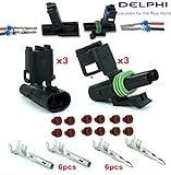Delphi Packard (2 Circuits) Weatherpack, Waterproof, Terminal Kit 18, 20 GA (Pack of 3 Set)