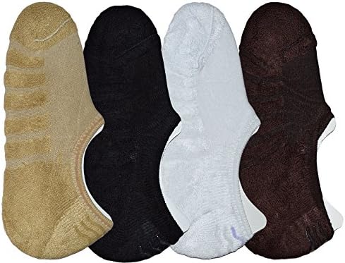 ME Stores Men's Terry Cotton Loafer Socks (Mix Colour, Large) - Pack of 4 Pairs