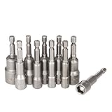 KKmoon 10pcs 6-15mm Pneumatic Strong Power Magnetic Nut Driver Drill Bits Set 65mm 1/4