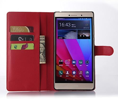 Nadakin Huawei P8 Max Phone Case Premium Quality Leather Wallet Flip Stand Cover Pouch With Magnetic Clasp Card Holder for Huawei P8 Max (Red)