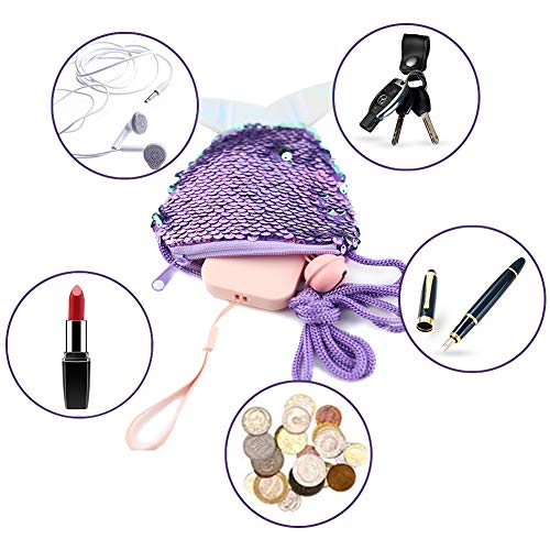 LovesTown Mermaid Sequin Purse,10 Pcs Mermaid Tail Wallets Glitter Reversible Sequins Coin Purses for Kids Mermaid Party Favors
