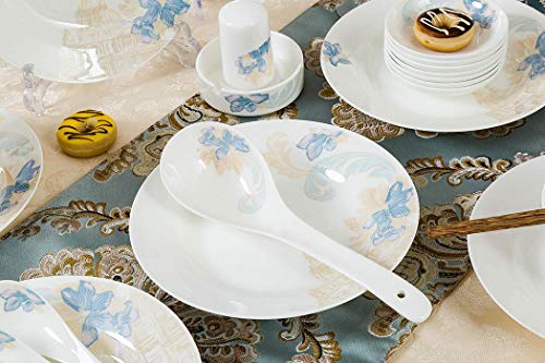 WEHOLY Servizio da tavola Europeo per la Cena in Rilievo Dorato Fatto a Mano in Rilievo Fiore Blu con Set da caffè (n. 6… - immagine 4