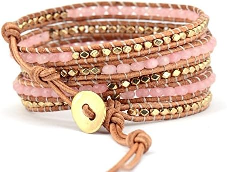 Turkish Delight Beaded Wrap Bracelet; Pink Beaded Wrap Bracelet; Pink Crystal Mix Wrap - Bohemian Handmade Jewelry; Stackable Wrap; Gift Ideas; BW2
