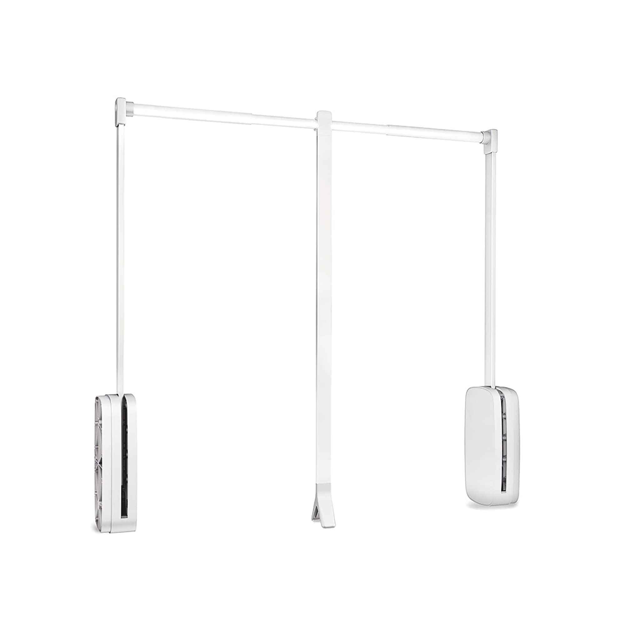 Emuca - Pull down hanging rail for wardrobe, pull down wardrobe rail lift, adjustable width 830-1150mm (32,67-45,27 inch), white colour