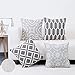 baibu Pack of 4 Grey Embroidered Throw Pillow Cover, 100% Cotton Decor Sofa Throw Pillow Case Square Cushion Cover for Couch Sofa 18x18 inch/4PCS