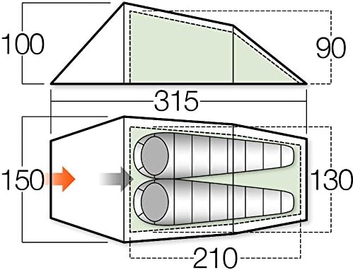 Vango Orion 200 2 Man Tunnel Tent, 5000mm HH with Alloy Poles, Lightweight, Camping, Climbing, Backpacking, Trekking - Image 3