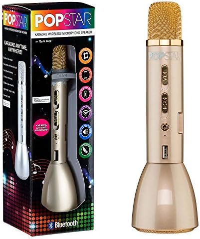 Popstar Bluetooth Karaoke Microphone Speaker Wireless Children’s Singing Mic (Gold)