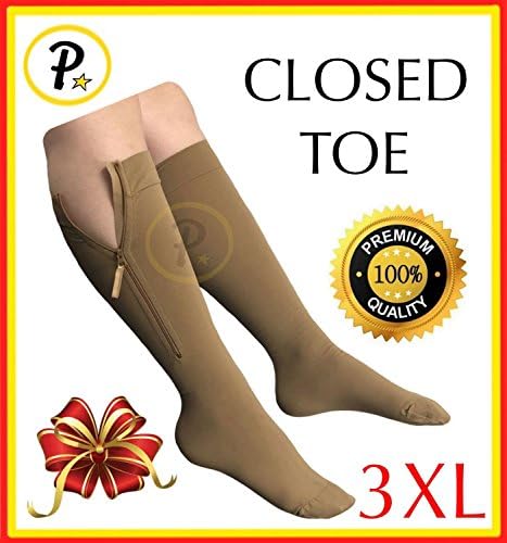 Presadee Closed Toe Big Tall 20-30mmHg Premium Zipper Compression Wide Calf Sock