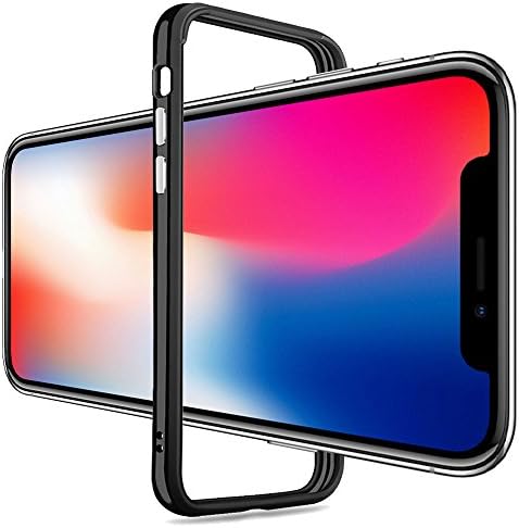iPhone X Bumper Frame Case no back for no Block Wireless Charging TPU Hybrid Shockproof Hybrid Drop Protection for Apple iphone X (Black)
