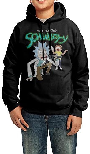 YHTY Youth Unisex Hoodies Morty It's Time To Get Schwifty Rick Black Size M