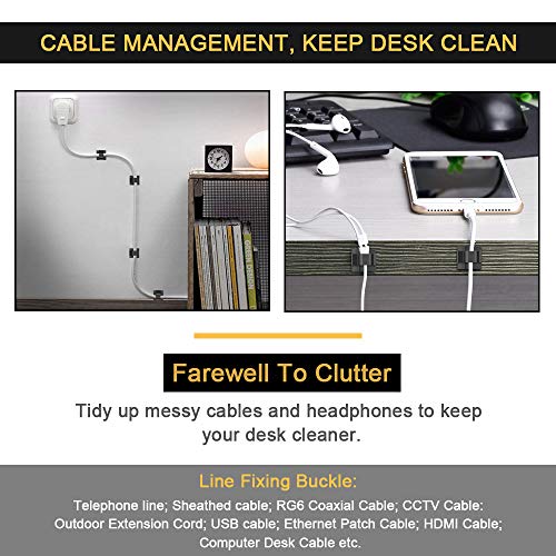 JIRVY Self Adhesive Cable Clips Black Management Wire Clip Cord Holder 100 Pack (Model R Black) - Thumbnail 3