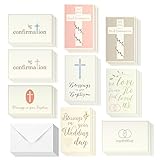 Elegant Pastel Catholic Sacrament Greeting Cards - 9 Sacramental Greetings for Baptism, First Communion, Confirmation, Wedding Blessings, Envelopes Included - 36 Pack