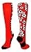 MadSportsStuff Crazy Soccer Socks with Soccer Balls over the calf (Red/Black, Small)