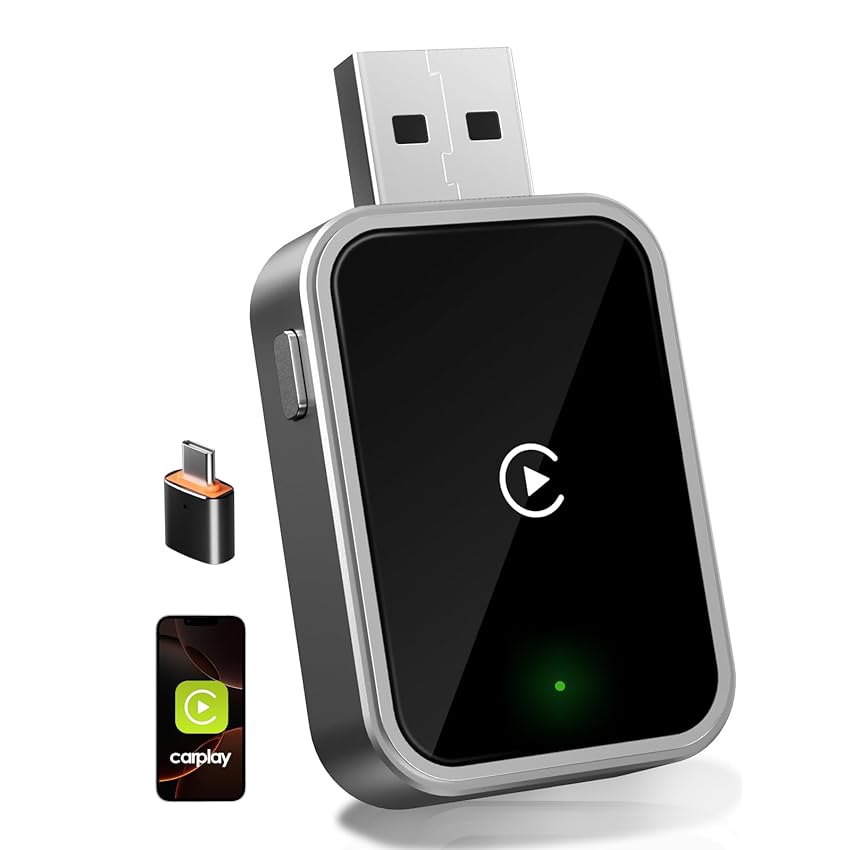 Adattatore Wireless per CarPlay – Upgrade 2025, Adattatore USB/Type