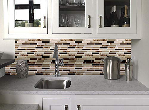 12" x 12" Peel and Stick Self Adhesive Kitchen Backsplash,Stick On Tile Backsplash for Kitchen & Bathroom(10 Sheets)
