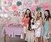 +100 Pcs Baby Shower Decorations for Girl | White, Coral Pink and Gray Theme | Balloons | Banner | Pom Poms | Lantern | Tassel Garland | Fan | Sash Badge | Tablecloth | Photo Booth Props | Guest Book