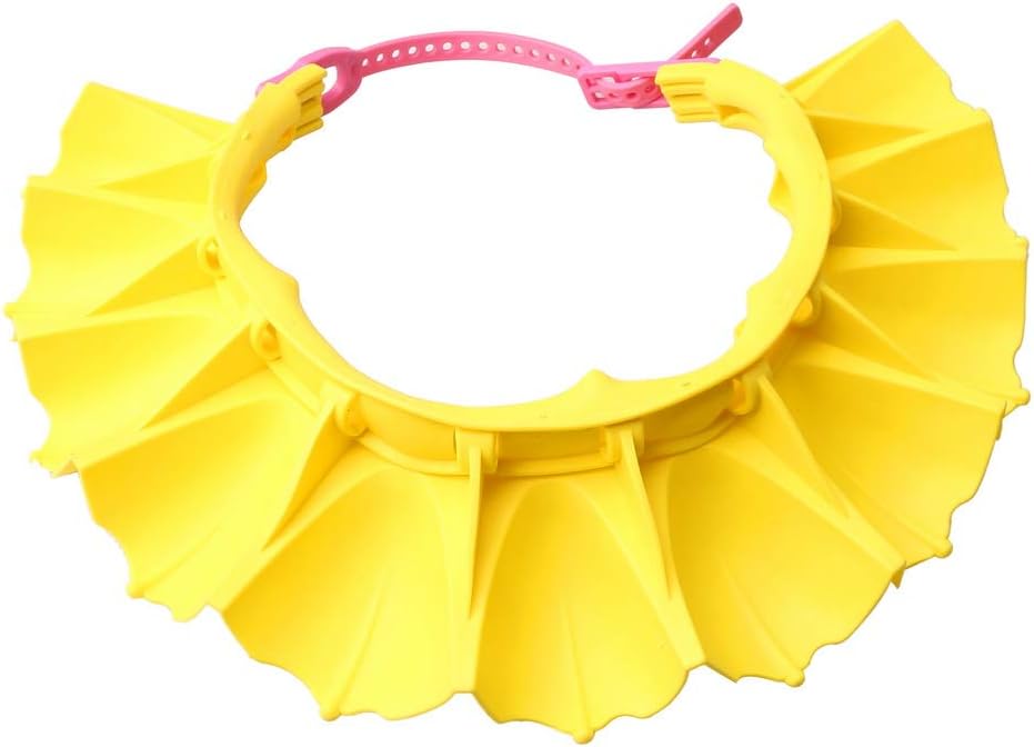 SUMAJU Baby Shower Cap, Waterproof Silicone Shower Cap Adjustable Shampoo Shower Cap Hat for Toddler Children (Yellow)