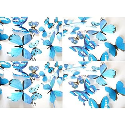 Download Buy Butterfly Wall Decals 24 Pcs 3d Butterfly Removable Mural Stickers Wall Stickers Decal Wall Decor For Home And Room Decoration Blue Online In Indonesia B075qhj8bc