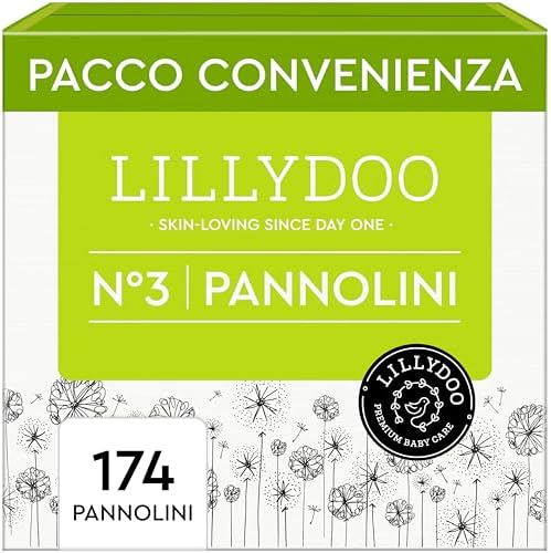 Pannolini LILLYDOO, taglia 3 (6+ kg), 174 pz, delicati sulla pelle