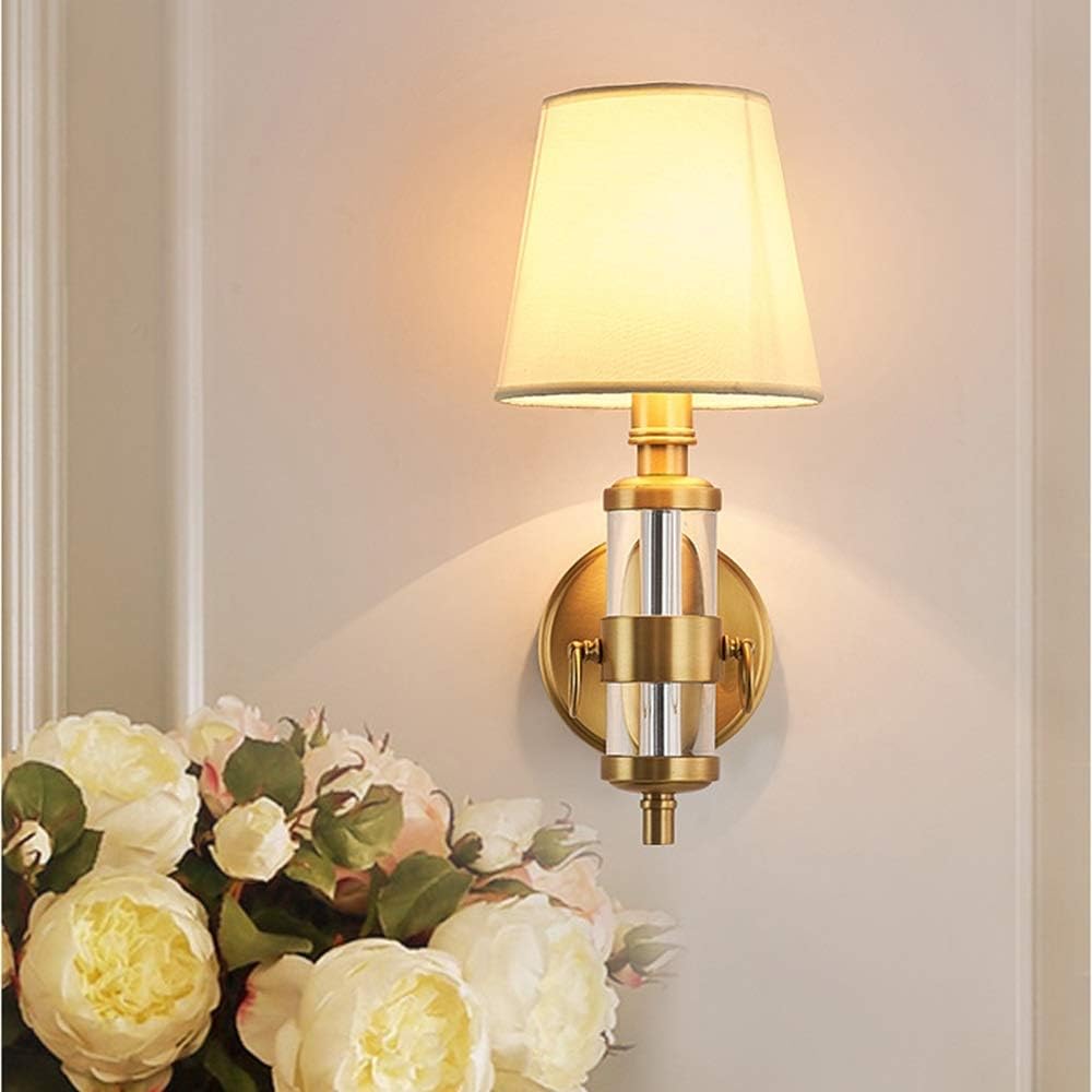 Bradoner Lámpara De Pared De Cobre De Cristal De Tela Simple Retro