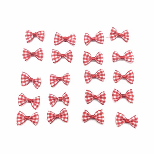 HUELE 100PCS Red Ribbon Checked Bowknot Webbing Scrapbooking Embellishment Wedding Favor Party Christmas Decoration DIY New