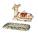 Fitz and Floyd Yuletide Holiday Ceramic Reindeer Covered Butter, Green