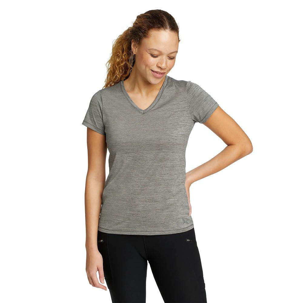 Eddie Bauer Women’s Resolution Short-Sleeve V-Neck T-Shirt, Dark Smoke, Medium