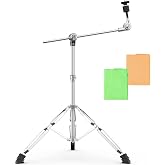 BGKBGK Boom Cymbal Stand, Adjustable Cymbal Stand Boom Stand for Drum Hardware Percussion Mount Holder Gear Set Drum Hardware Set, Double Braced Legs with Rubber Feet Ride and Crash Cymbal Stands