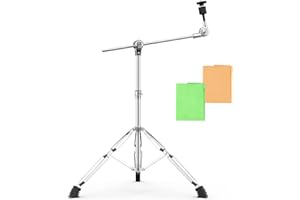 podafu Boom Cymbal Stand, Adjustable Cymbal Stand Boom Stand for Drum Hardware Percussion Mount Holder Gear Set Drum Hardware Set, Double Braced Legs with Rubber Feet Ride and Crash Cymbal Stands