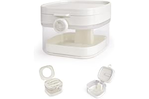 Diakey 2 In 1 Retainer Case, Denture Bath Mouth Guard Aligner Cleaner Case, Holder, Container, Organizer, Denture Cup with Mi