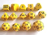 14 Unusual Dice Set Approved for Use with Dungeon Crawl Classics - Yellow