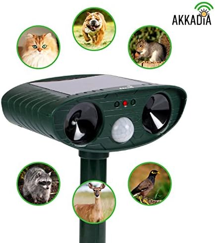 Ultrasonic Repellent Device for Animal – Solar Charging Motion Activated Animal Repeller – Extra Durable Weatherproof Design – Ultrasonic Frequency Repels All Animals – Cruelty-Free – 30Ft Coverage
