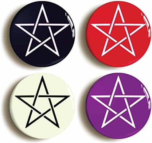 Pentagram Button Pin Set (Size is 1inch Diameter) Magic Symbol Gothic Emo