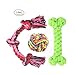 Dog Rope Toys for Large and Medium Dogs Cotton Rope Knot, Rope Ball and Rope Bone Dog Toy Set Best Dog Dental Chews 3-Pack - Colors Vary