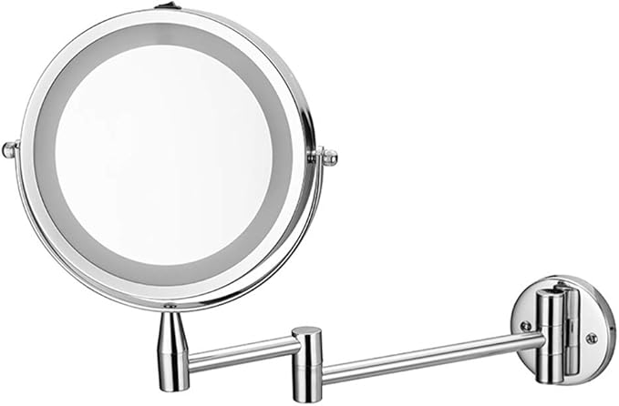 QLIGHA LED con luz Espejo de Maquillaje Plegable Montado en la Pared