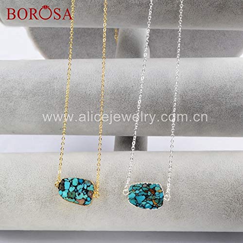 Davitu Jewelry 5PCS Gold/Silver Color Copper Turquoises Connector Double Charms Jewelry Accessories for Necklace G1697 - (Metal Color: Silver Plated) - Thumbnail 2