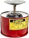 Justrite 10208 2 Quart Red Galvanized Steel Safety Plunger Can with 5'' Dasher Plate and Brass/Ryton Plunger Assembly (for Flammables), English, 15.34 fl. oz, Plastic, 1" x 1" x 7.38"