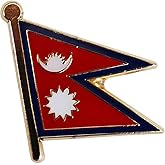 Nepal Flag Die-struck Metal Single Lapel Pin with Butterfly Clasp Closure