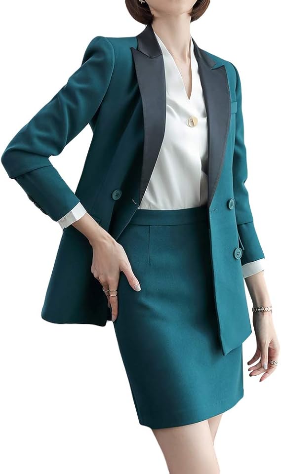 Amazon レディース 洋服 スカートスーツ フォーマルスーツ セット上下 セットアップ スーツ ビジネス服 Ol出勤服 おしゃれ 結婚式 スーツ 卒業式 スーツセット 大きいサイズ スカートスーツ 通販