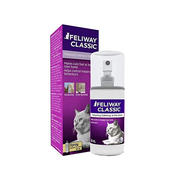 Feliway-Classic-60ml-Spray-60ml FELIWAY Classic 60ml Spray, comforts cats and helps solve behavioural issues and stress/anxiety in the home and on the…