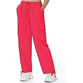 Womens Cargo Joggers Parachute Y2K Pants Lightweight Hiking Travel Scrub Pants Elastic Waist with Drawstring Quick Dry